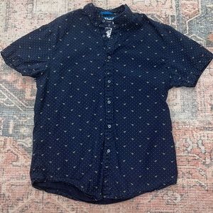 Men’s Denim and Flower Button Up Shirt